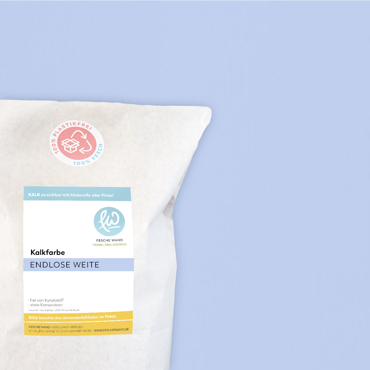 Kalkfarbe - 0.8 KG in endlose Weite (himmelblau) von Fesche Wand - #farbe_endlose Weite (himmelblau)