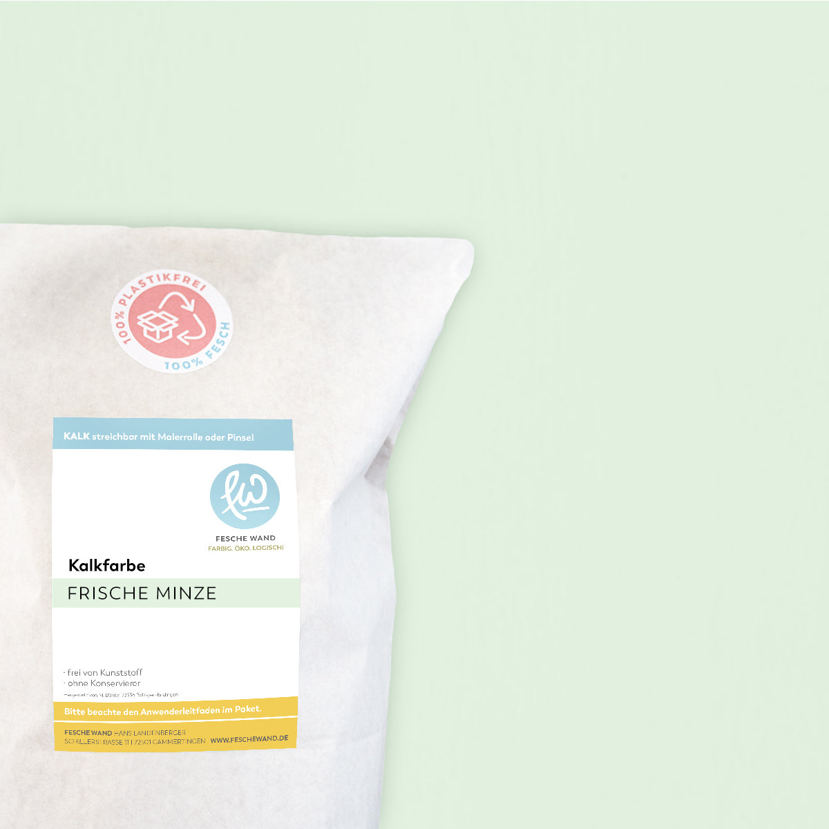 Kalkfarbe - 0.8 KG in frische Minze (kühles grün) von Fesche Wand - #farbe_frische Minze (kühles grün)