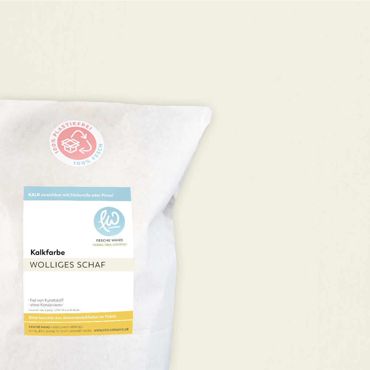 Kalkfarbe - 0.8 KG in wolliges Schaf (warmes beige) von Fesche Wand - #farbe_wolliges Schaf (warmes beige)
