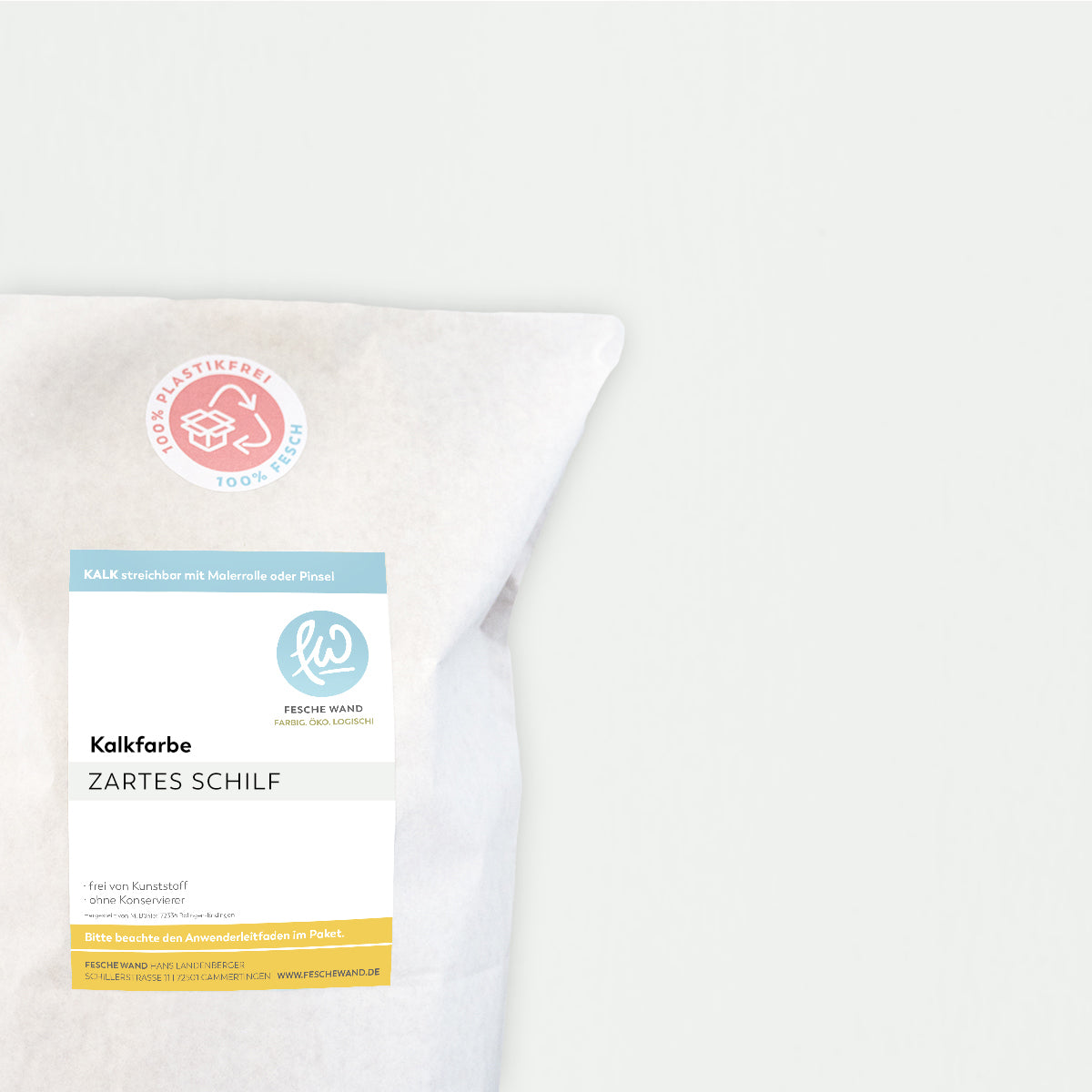 Kalkfarbe - 0.8 KG in zartes Schilf (leichtes blaugrau) von Fesche Wand - #farbe_zartes Schilf (leichtes blaugrau)