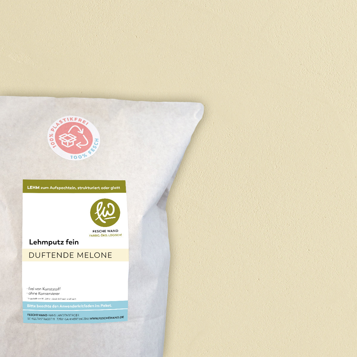Lehmoberputz FEIN - Lehmfinishputz 0,5 mm – 0.8 KG - #farbe_duftende Melone (helles apricot)