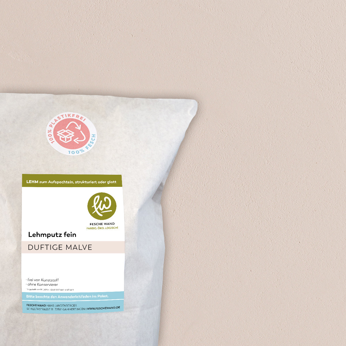 Lehmoberputz FEIN - Lehmfinishputz 0,5 mm – 0.8 KG - #farbe_duftige Malve (altrosa)