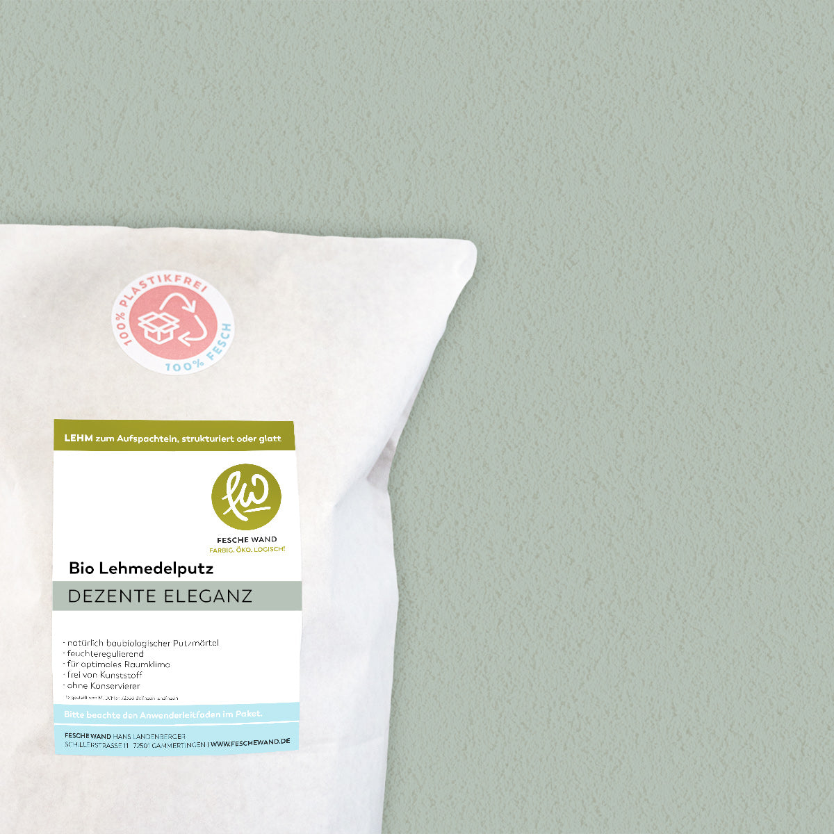 Bio Lehmoberputz - Lehmedelputz - 0,8 KG in dezente Eleganz (warmes blau) von Fesche Wand - #farbe_dezente Eleganz (warmes blau)
