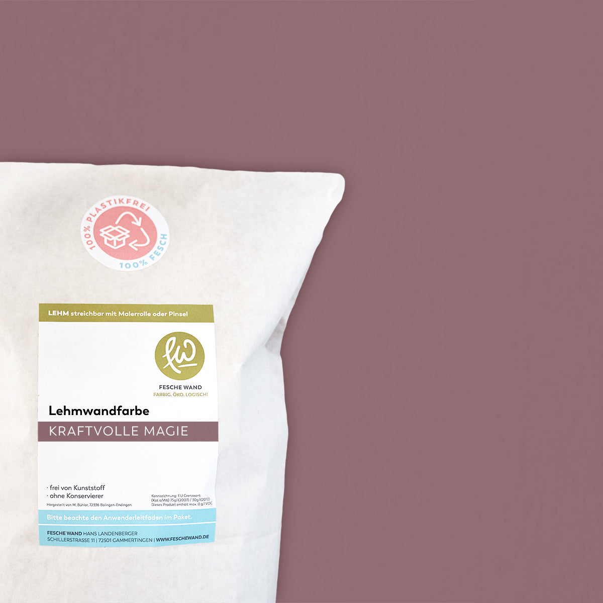 Lehmwandfarbe - 0,8 KG in kraftvolle Magie (violett) von Fesche Wand - #farbe_kraftvolle Magie (violett)