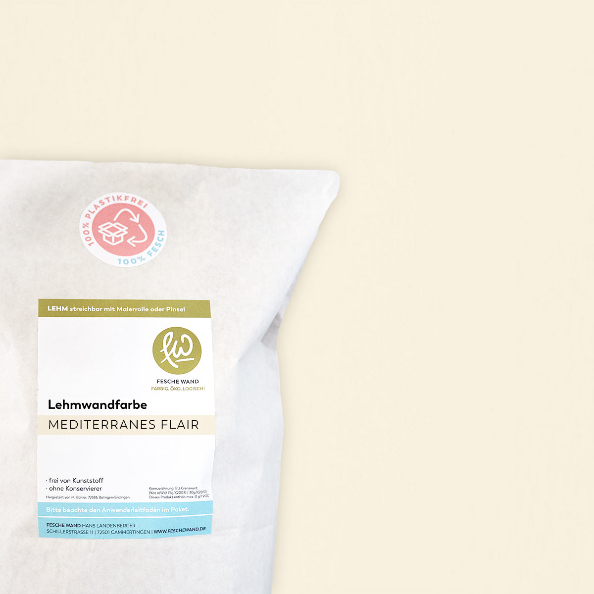 Lehmwandfarbe - 0,8 KG in mediterranes Flair (rosé-orange) von Fesche Wand - #farbe_mediterranes Flair (rosé-orange)