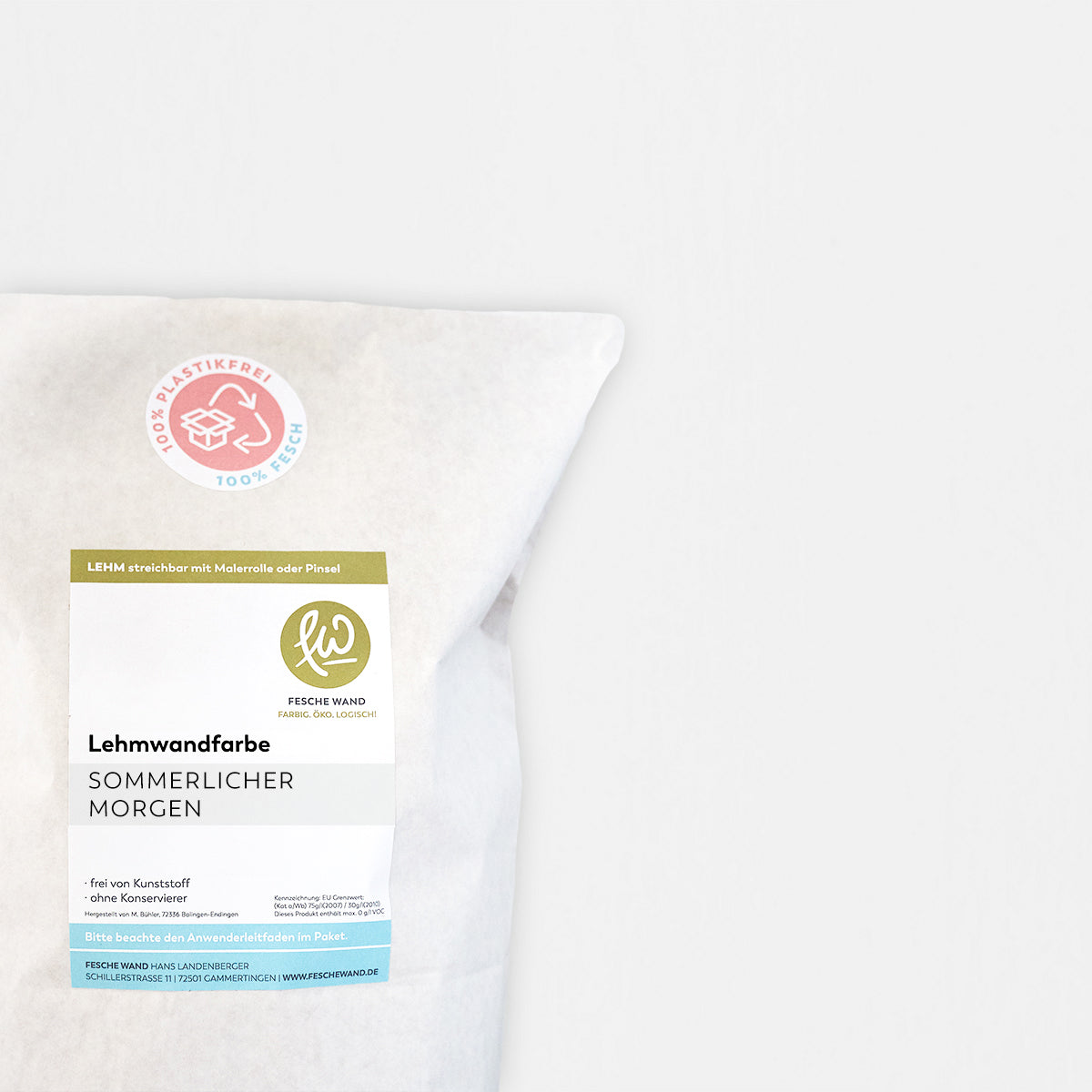 Lehmwandfarbe - 0,8 KG in sommerlicher Morgen (zartes hellblau) von Fesche Wand - #farbe_sommerlicher Morgen (zartes hellblau)
