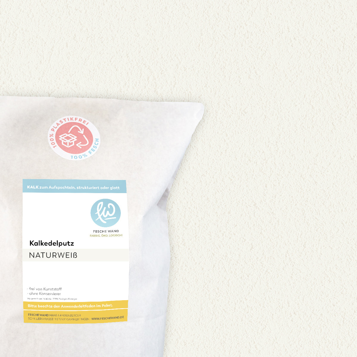 Kalkedelputz - 0,8 KG in Naturweiß von Fesche Wand - #farbe_Naturweiß
