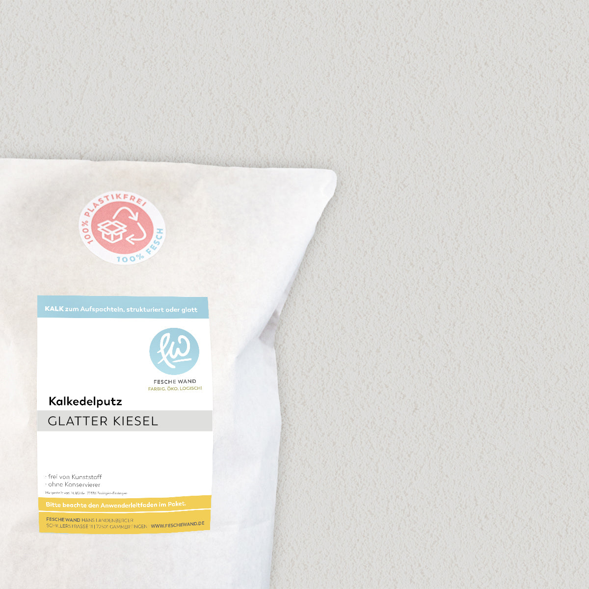 Kalkedelputz - 0,8 KG in glatter Kiesel (hellgrau) von Fesche Wand - #farbe_glatter Kiesel (hellgrau)