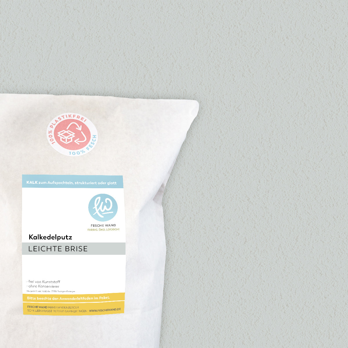 Kalkedelputz - 0,8 KG in leichte Brise (blaugrau) von Fesche Wand - #farbe_leichte Brise (blaugrau)