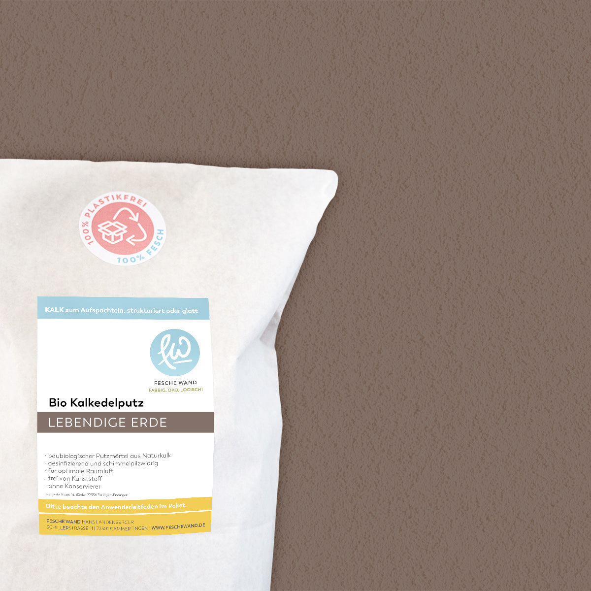 Kalkedelputz ökologisch - 0,8 KG in lebendige Erde (braun) von Fesche Wand - #farbe_lebendige Erde (braun)