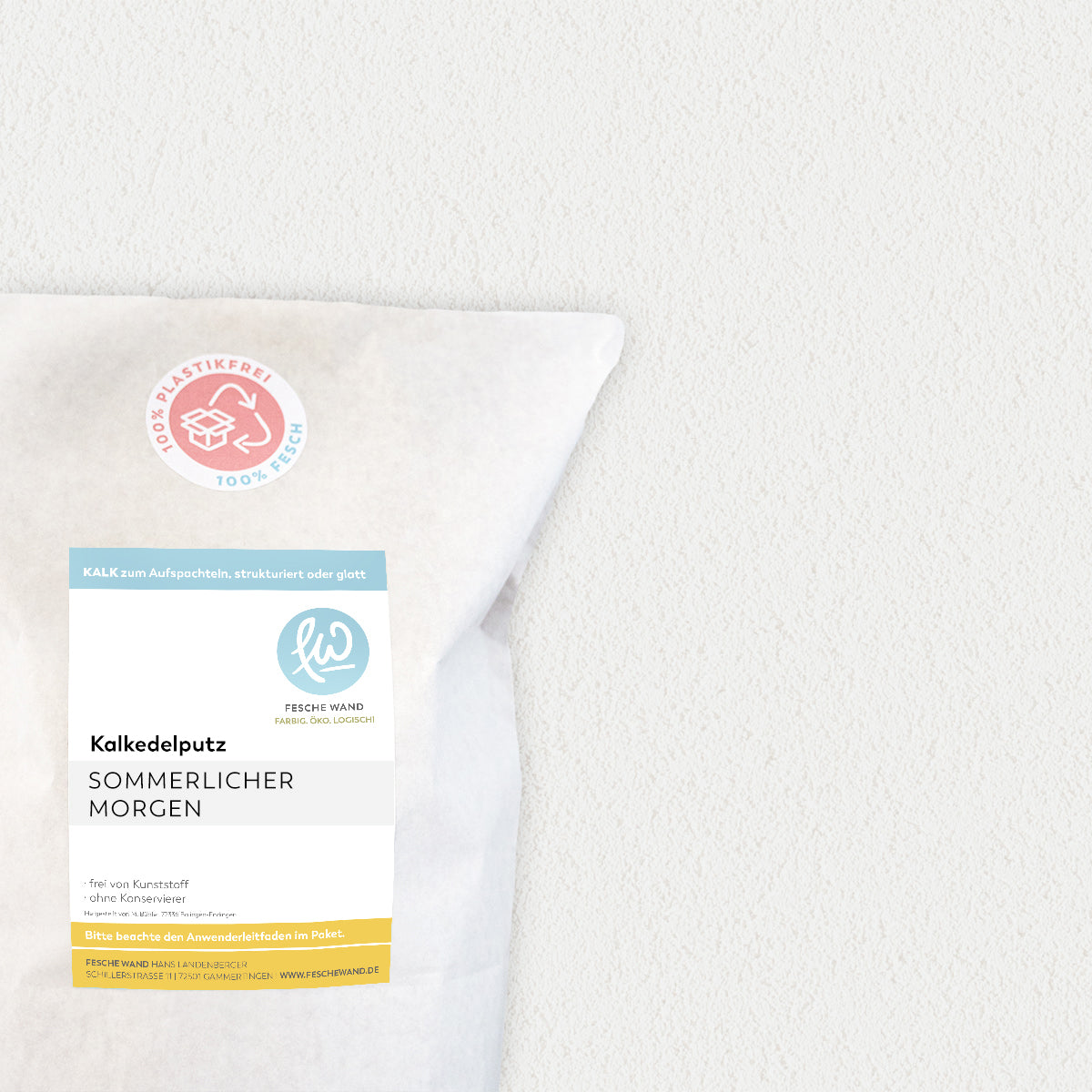 Kalkedelputz - 0,8 KG in sommerlicher Morgen (zartes hellblau) von Fesche Wand - #farbe_sommerlicher Morgen (zartes hellblau)