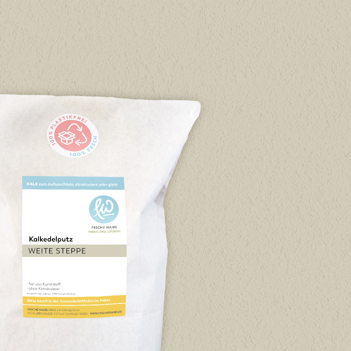 Kalkedelputz - 0,8 KG in weite Steppe (umbra-beige) von Fesche Wand - #farbe_weite Steppe (umbra-beige)
