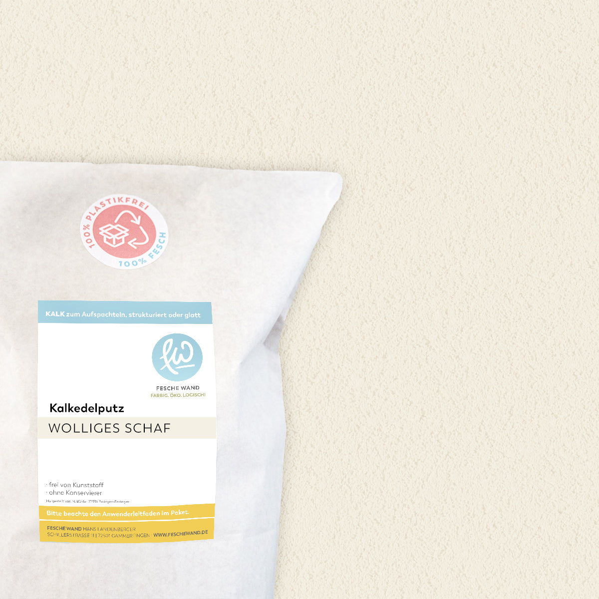 Kalkedelputz - 0,8 KG in wolliges Schaf (warmes beige) von Fesche Wand - #farbe_wolliges Schaf (warmes beige)