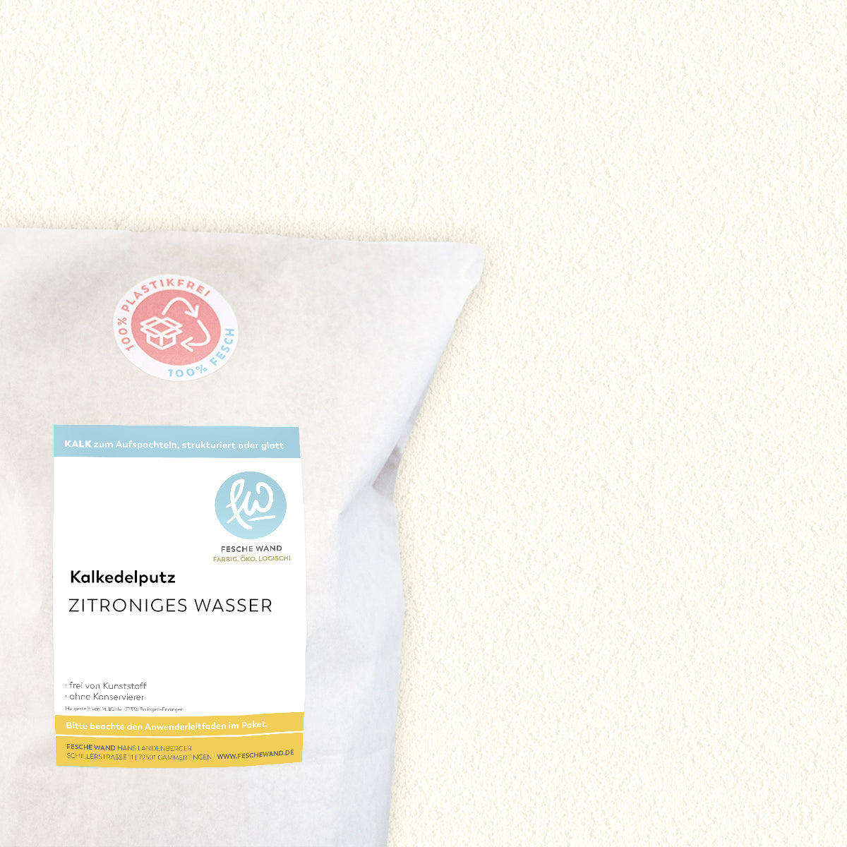 Kalkedelputz - 0,8 KG in zitroniges Wasser (zartes hellgelb) von Fesche Wand - #farbe_zitroniges Wasser (zartes hellgelb)