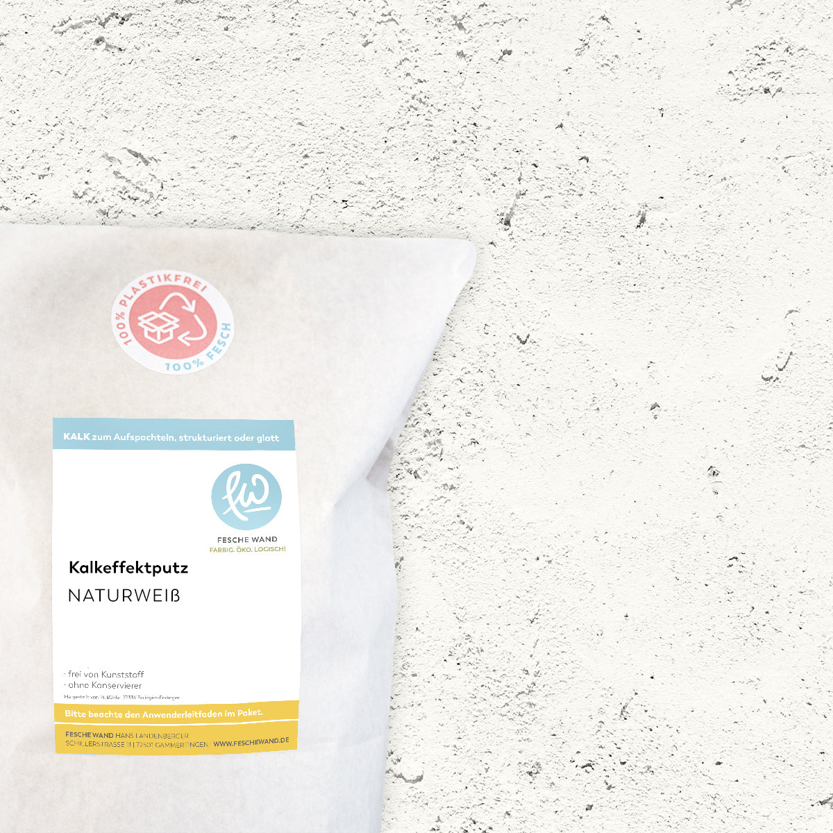 Kalkeffektputz - 0,8 KG in Naturweiß von Fesche Wand - #farbe_Naturweiß