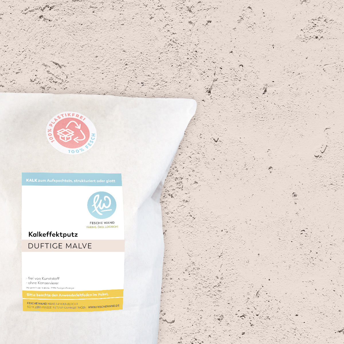 Kalkeffektputz - 0,8 KG in duftige Malve (altrosa) von Fesche Wand - #farbe_duftige Malve (altrosa)