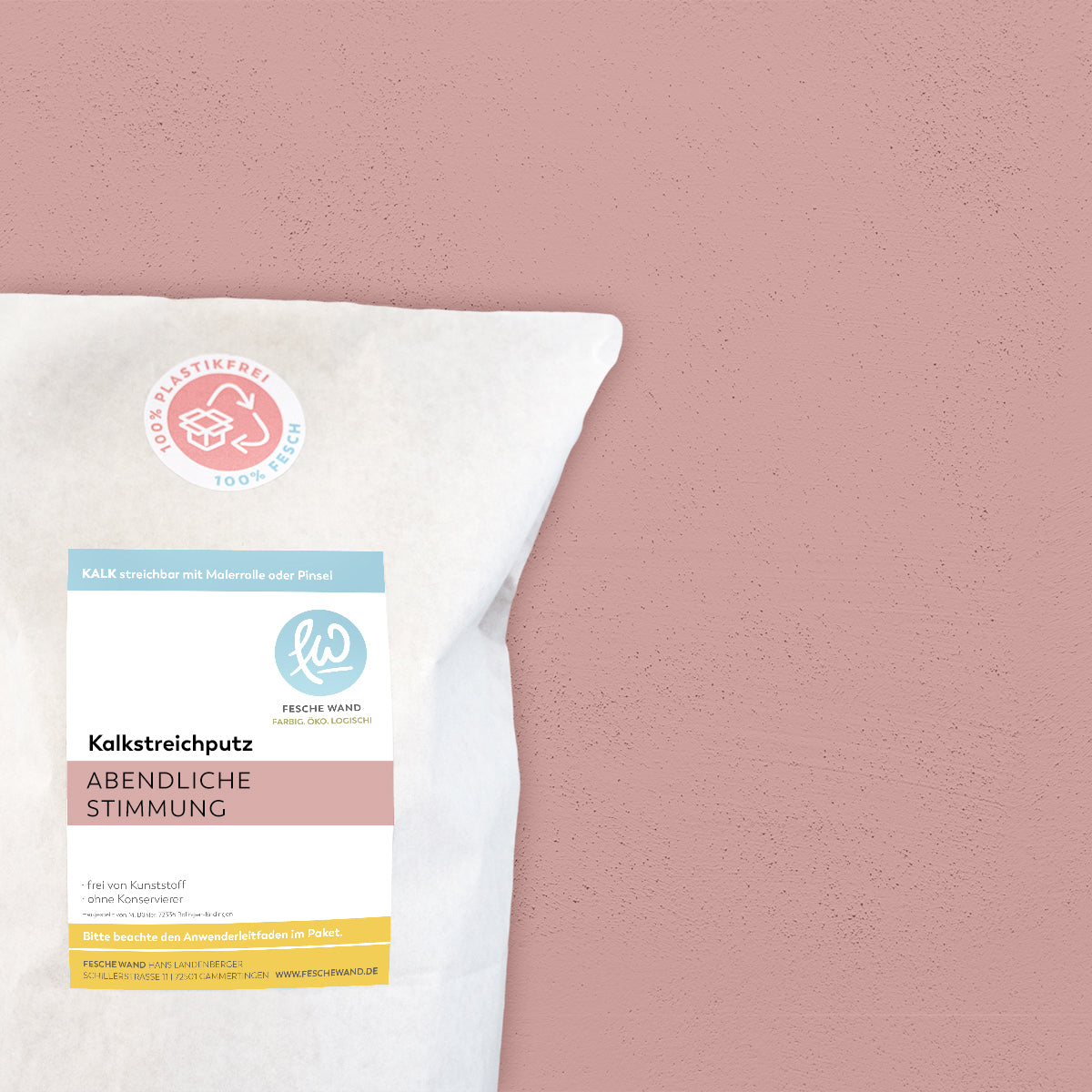 Kalkstreichputz - 0,8 KG in abendliche Stimmung (kühles rot-rosé) von Fesche Wand - #farbe_abendliche Stimmung (kühles rot-rosé)