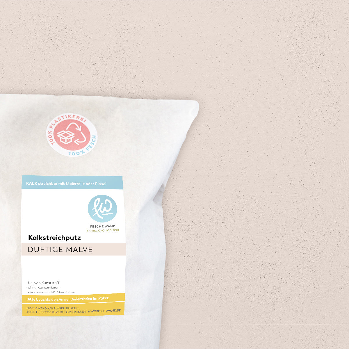 Kalkstreichputz - 0,8 KG in duftige Malve (altrosa) von Fesche Wand - #farbe_duftige Malve (altrosa)