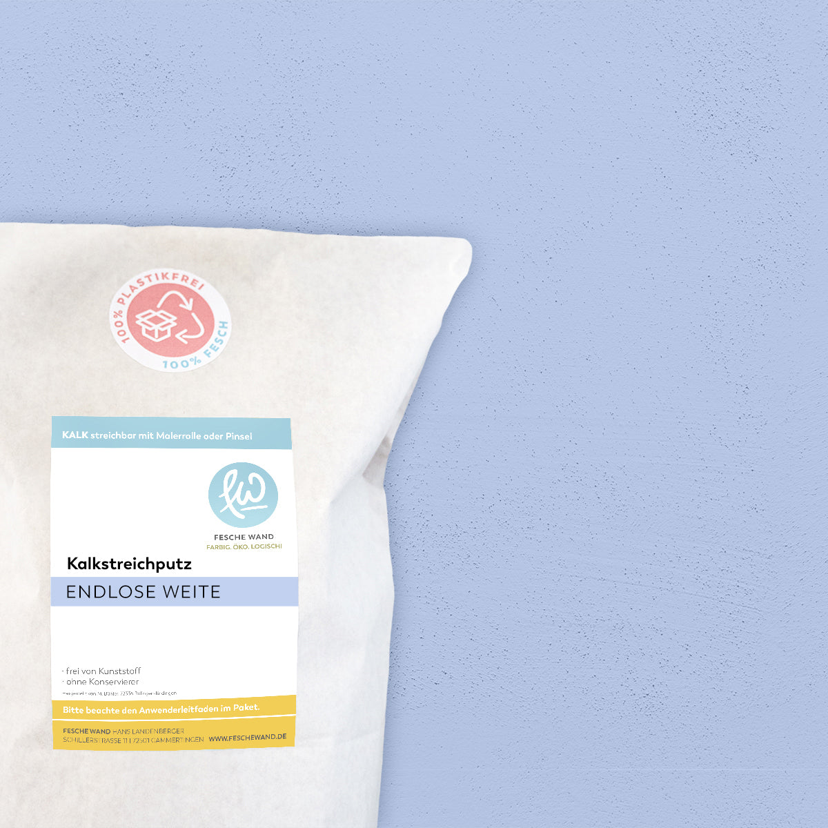 Kalkstreichputz - 0,8 KG in endlose Weite (himmelblau) von Fesche Wand - #farbe_endlose Weite (himmelblau)