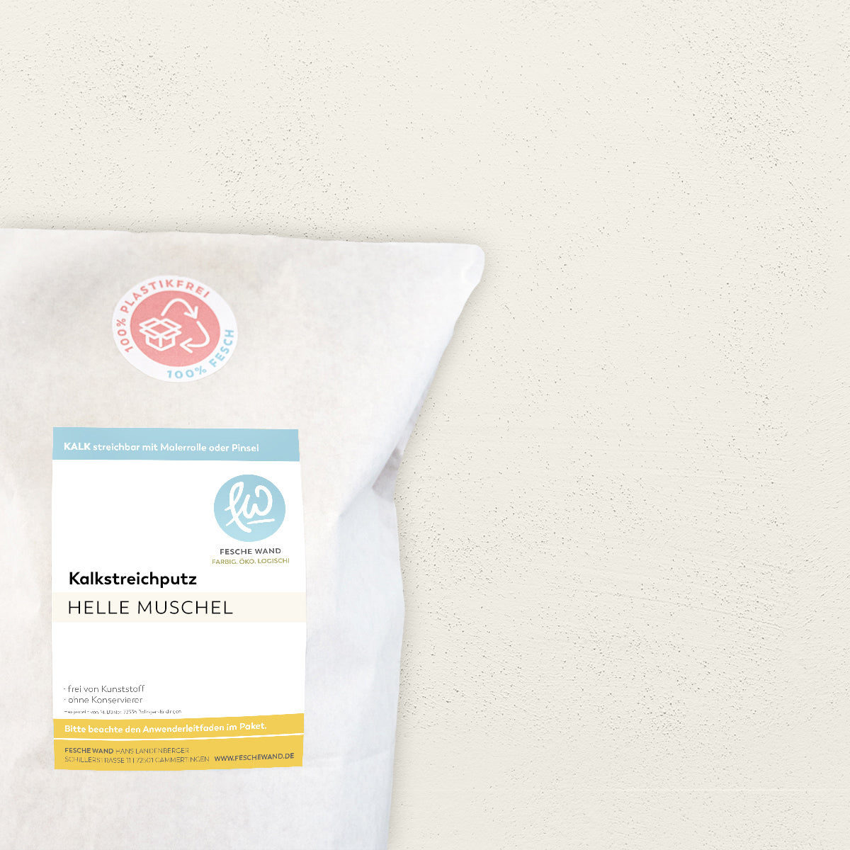 Kalkstreichputz - 0,8 KG in helle Muschel (beige-weiß) von Fesche Wand - #farbe_helle Muschel (beige-weiß)