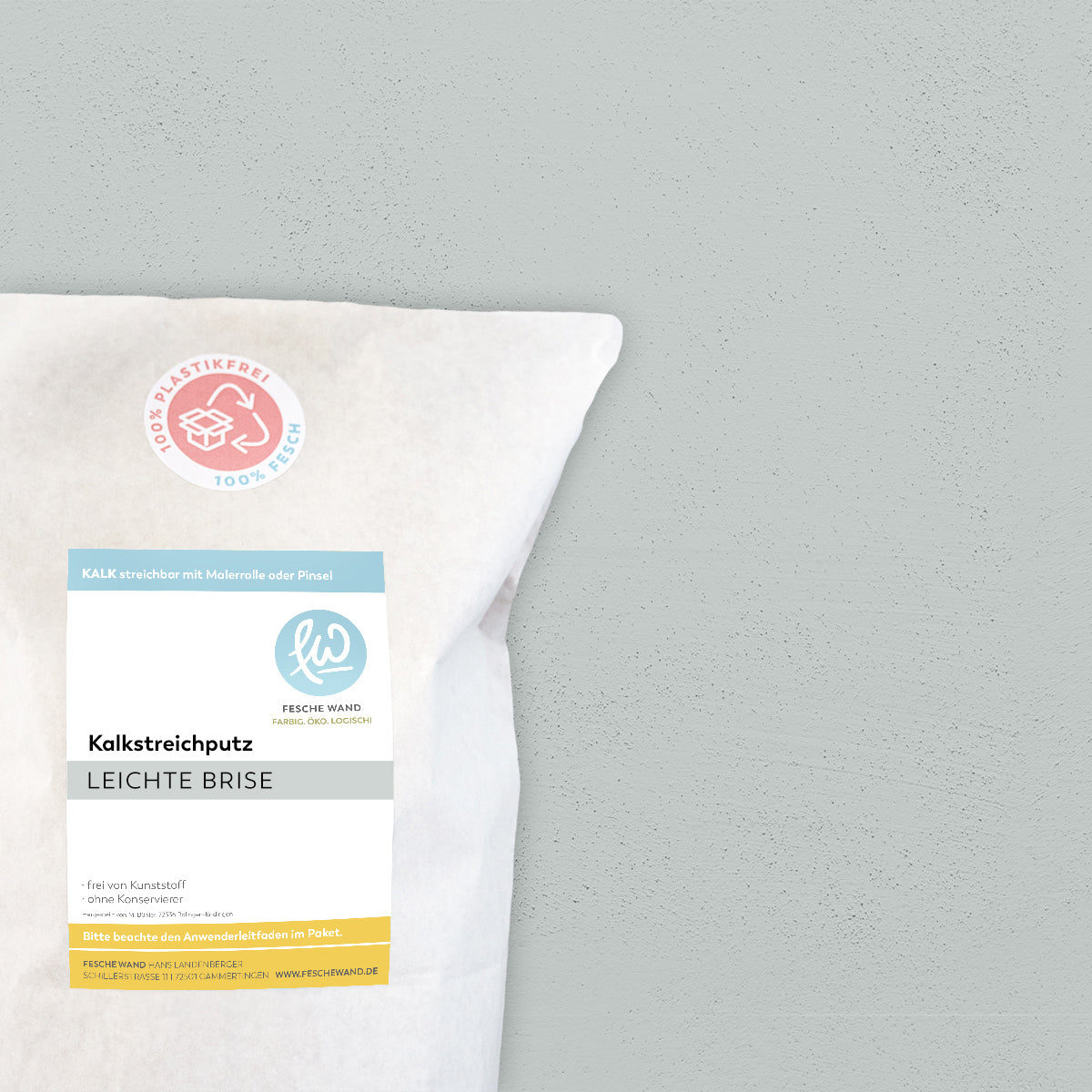 Kalkstreichputz - 0,8 KG in leichte Brise (blaugrau) von Fesche Wand - #farbe_leichte Brise (blaugrau)
