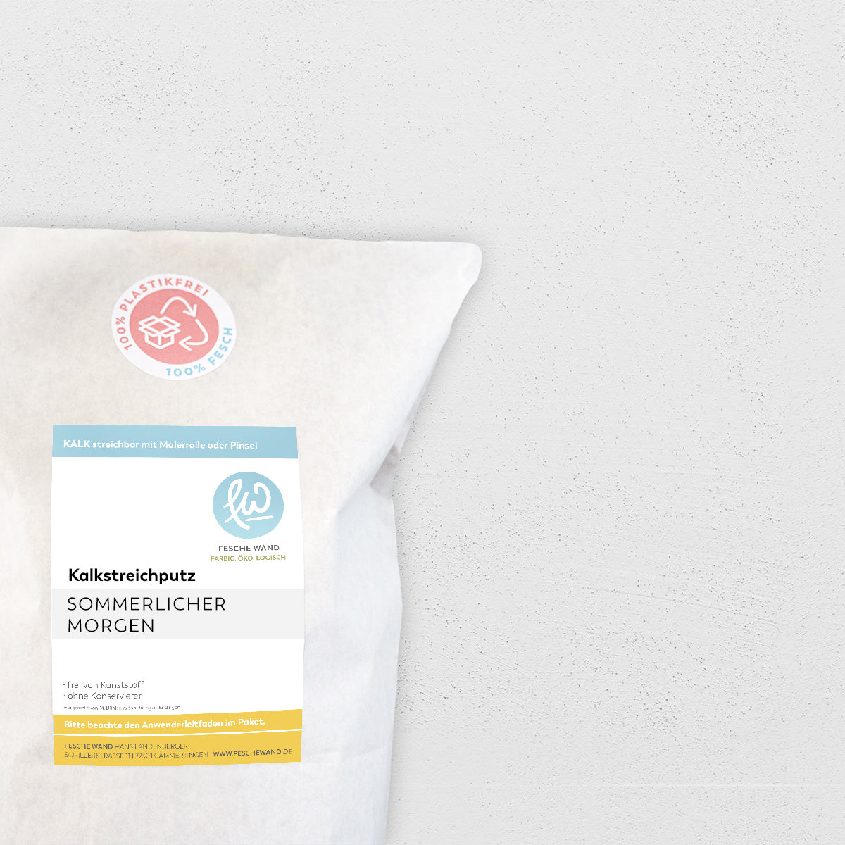 Kalkstreichputz - 0,8 KG in sommerlicher Morgen (zartes hellblau) von Fesche Wand - #farbe_sommerlicher Morgen (zartes hellblau)