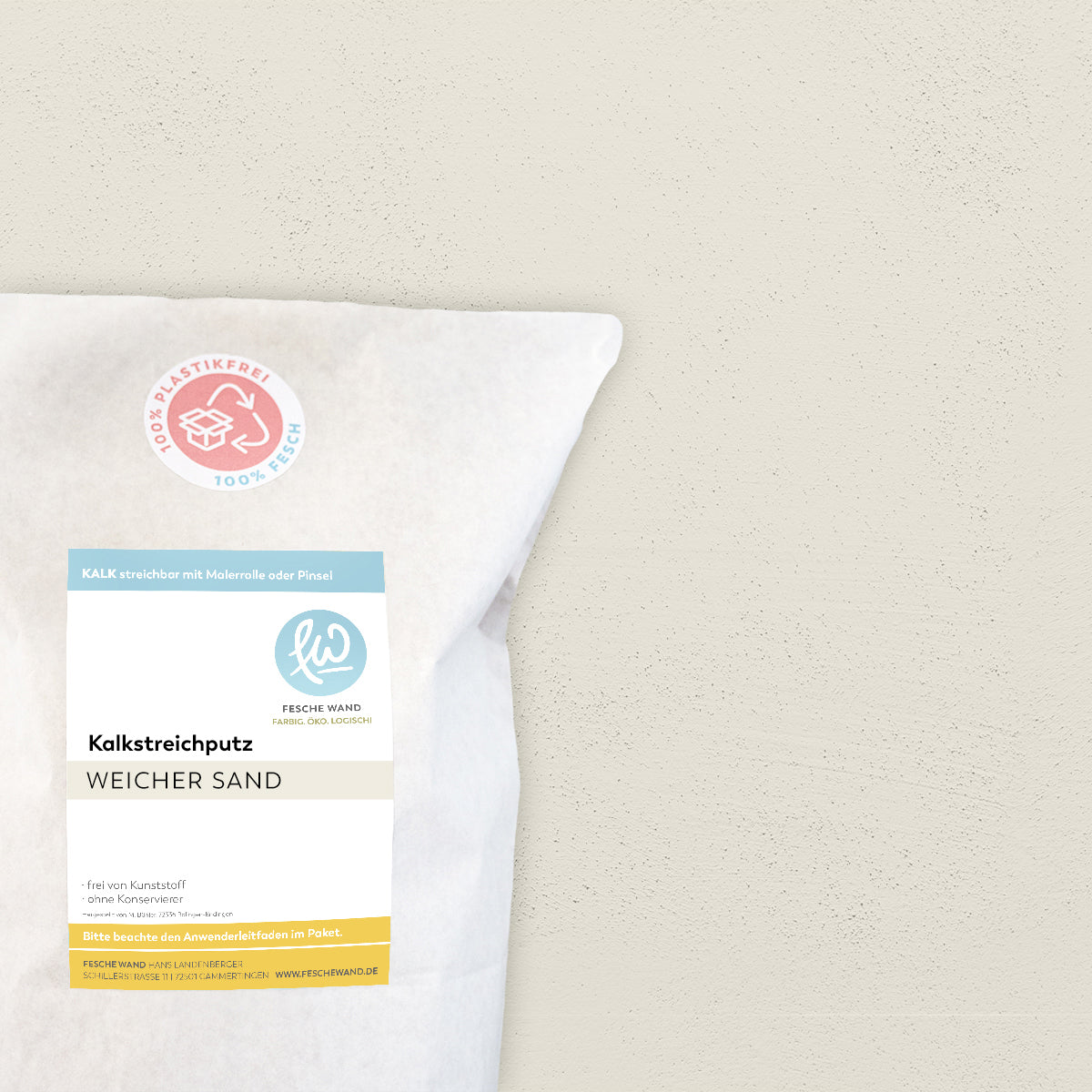Kalkstreichputz - 0,8 KG in weicher Sand (beige) von Fesche Wand - #farbe_weicher Sand (beige)