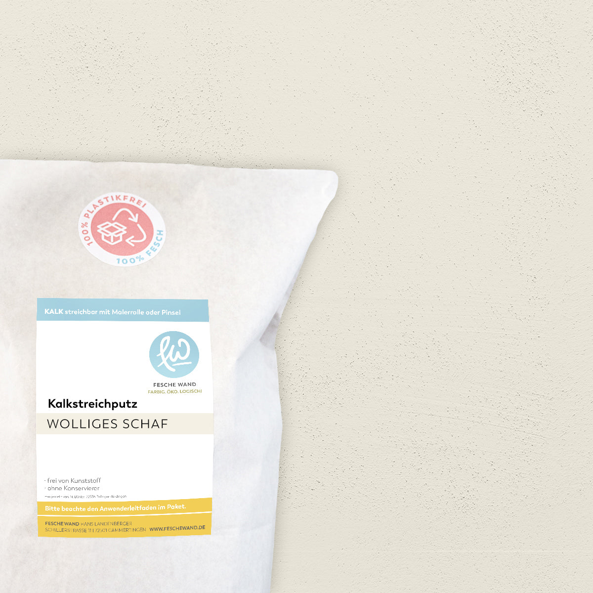 Kalkstreichputz - 0,8 KG in wolliges Schaf (warmes beige) von Fesche Wand - #farbe_wolliges Schaf (warmes beige)