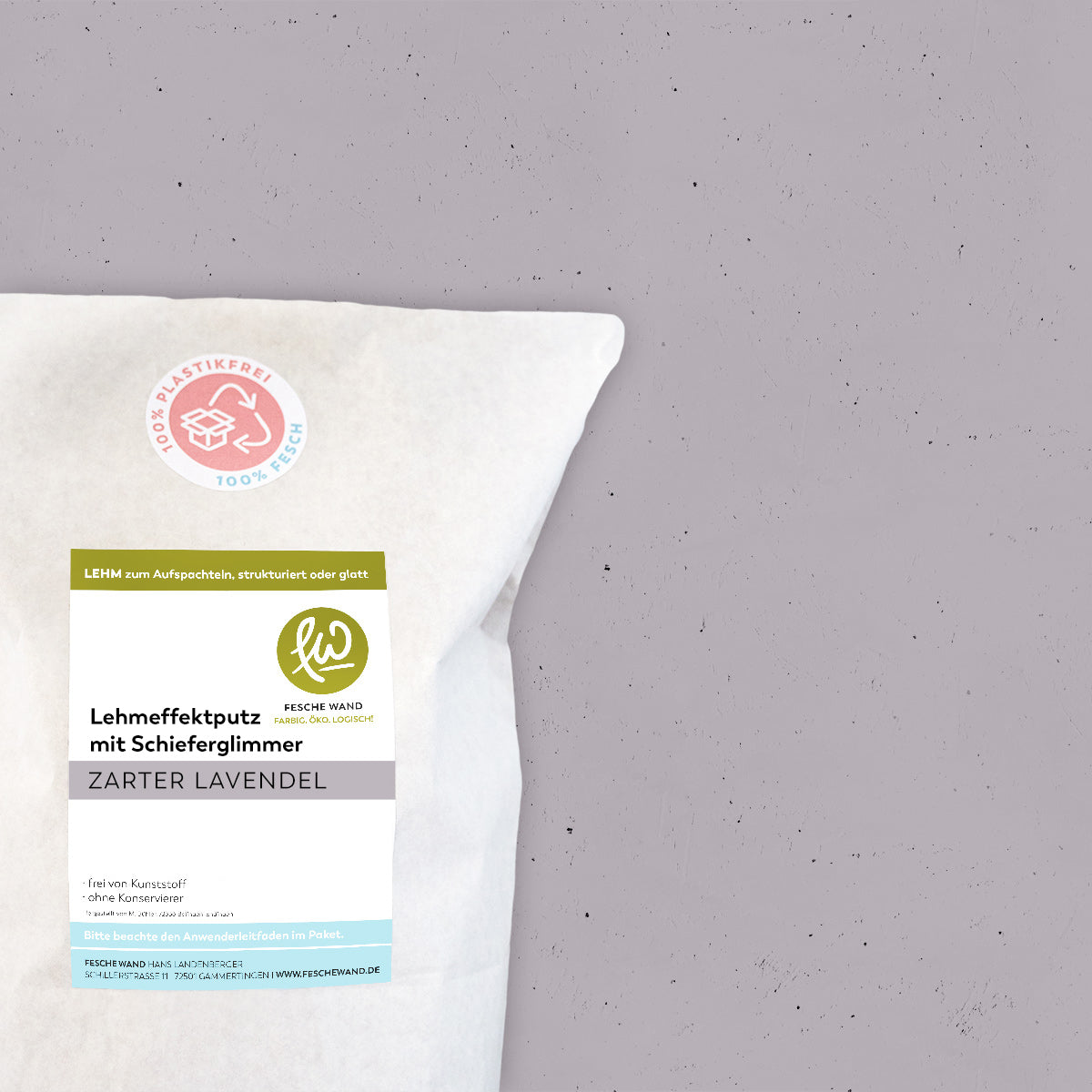 Lehmeffektputz mit Schieferglimmer - 0,8 KG in zarter Lavendel (heller lavendel) von Fesche Wand - #farbe_zarter Lavendel (heller lavendel)