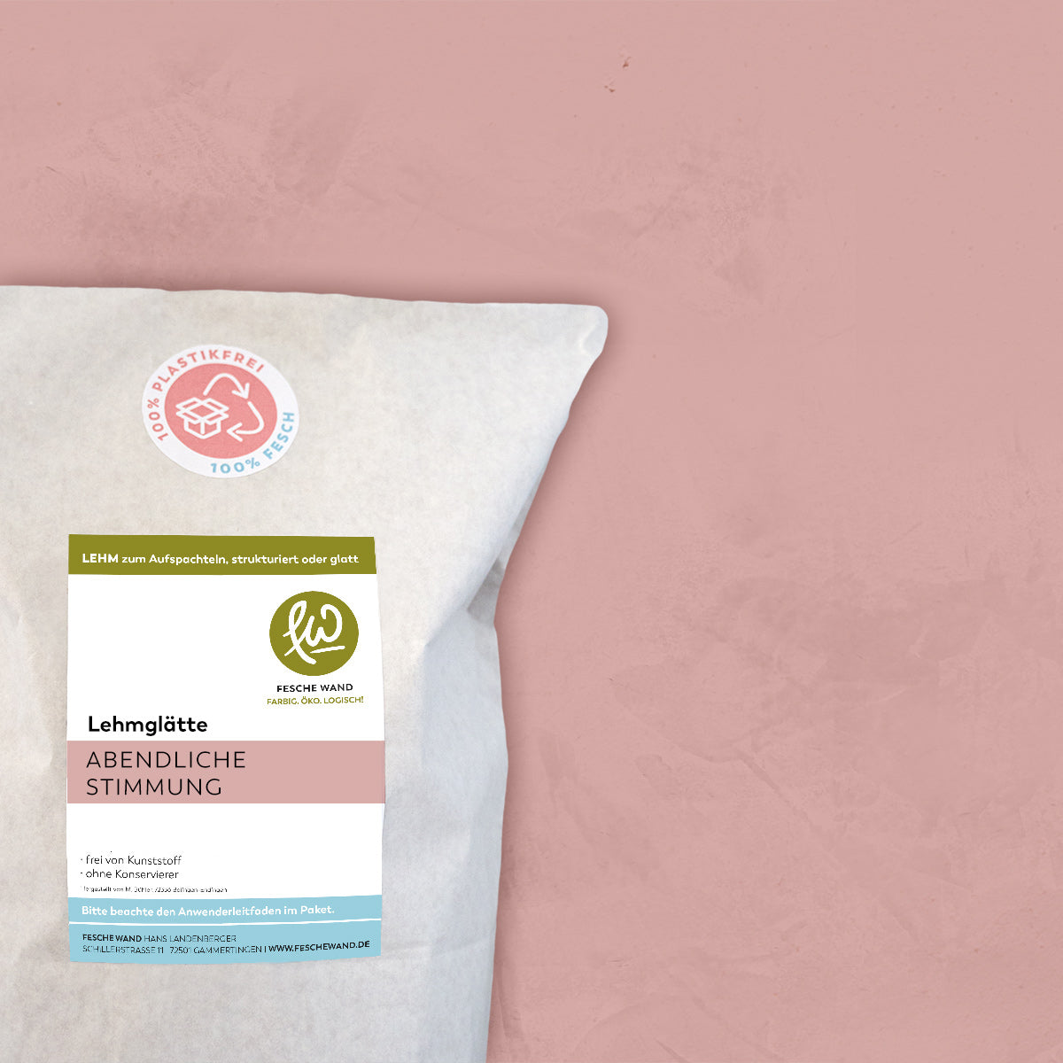 Lehmglätte - 0,8 KG in abendliche Stimmung (kühles rot-rosé) von Fesche Wand - #farbe_abendliche Stimmung (kühles rot-rosé)