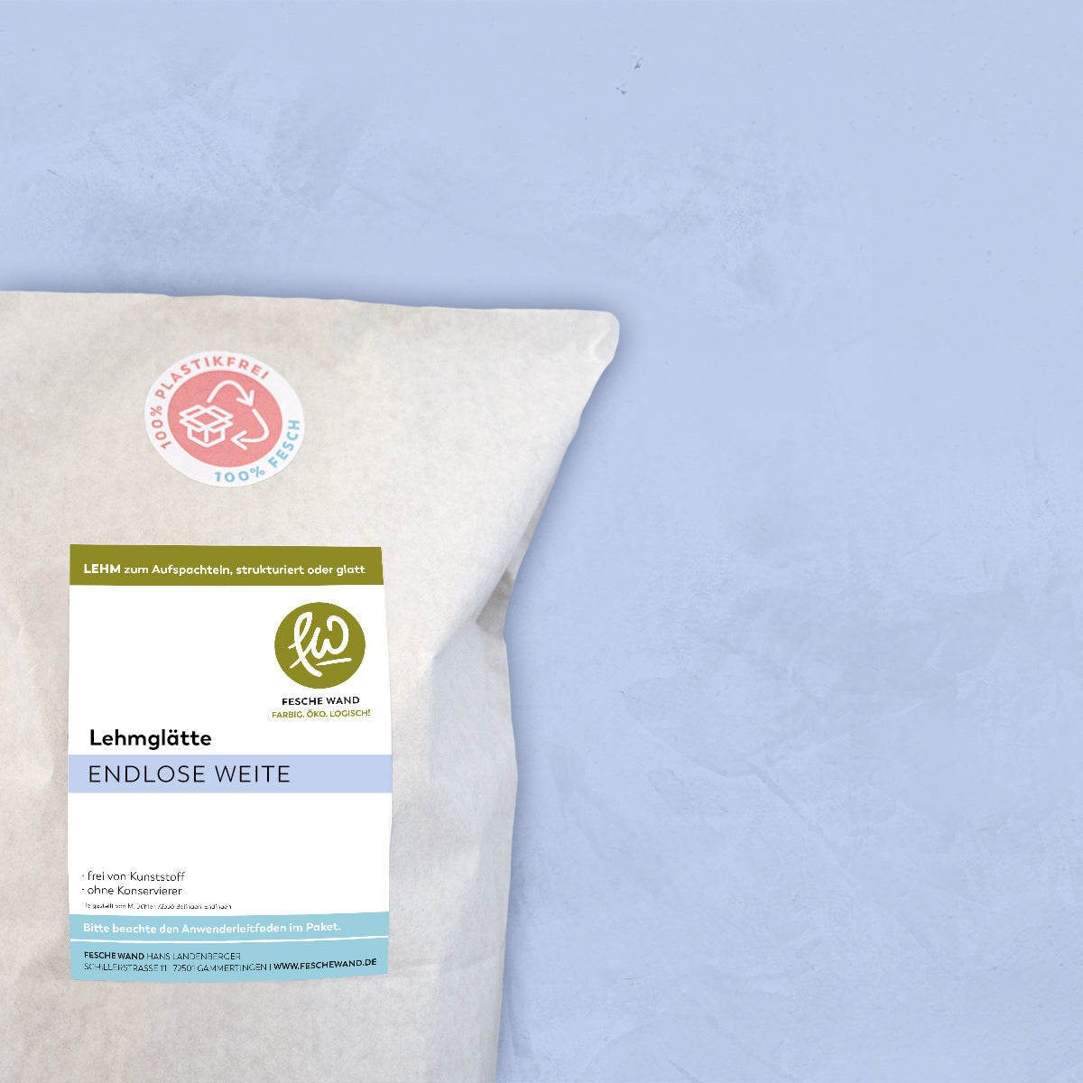 Lehmglätte - 0,8 KG in endlose Weite (himmelblau) von Fesche Wand - #farbe_endlose Weite (himmelblau)