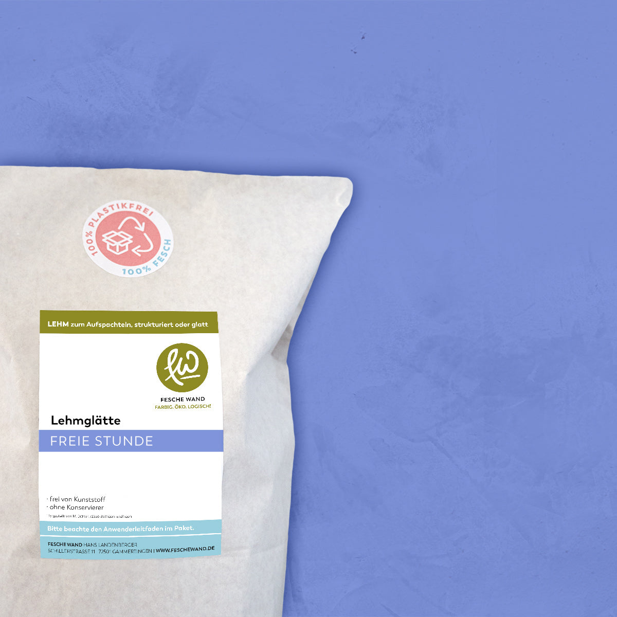 Lehmglätte - 0,8 KG in freie Stunde (blau) von Fesche Wand - #farbe_freie Stunde (blau)