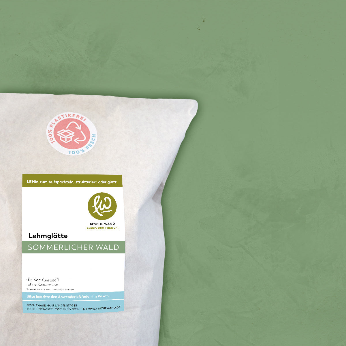 Lehmglätte - 0,8 KG in sommerlicher Wald (grün) von Fesche Wand - #farbe_sommerlicher Wald (grün)
