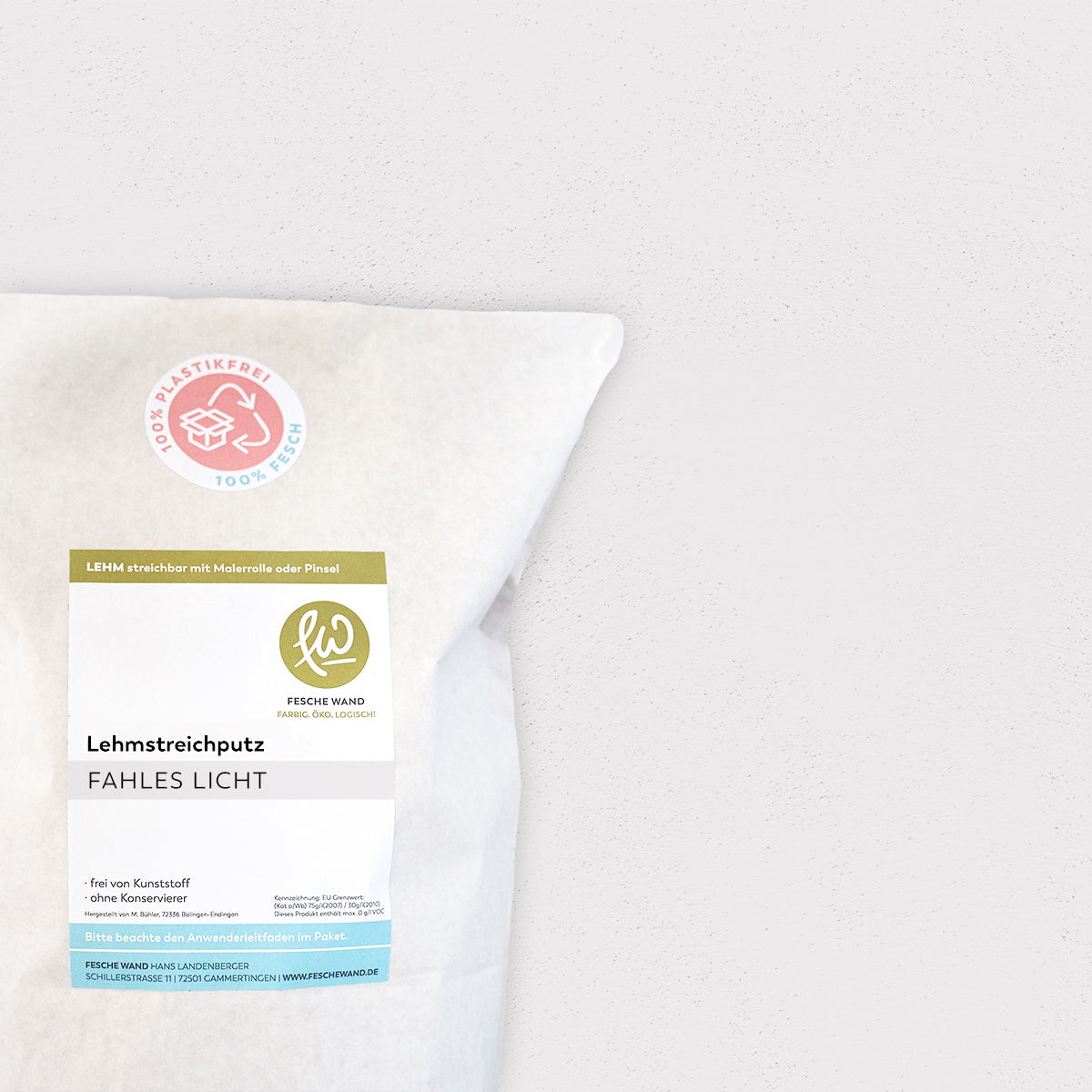 Lehmstreichputz - 0,8 KG in fahles Licht (zartes violett) von Fesche Wand - #farbe_fahles Licht (zartes violett)