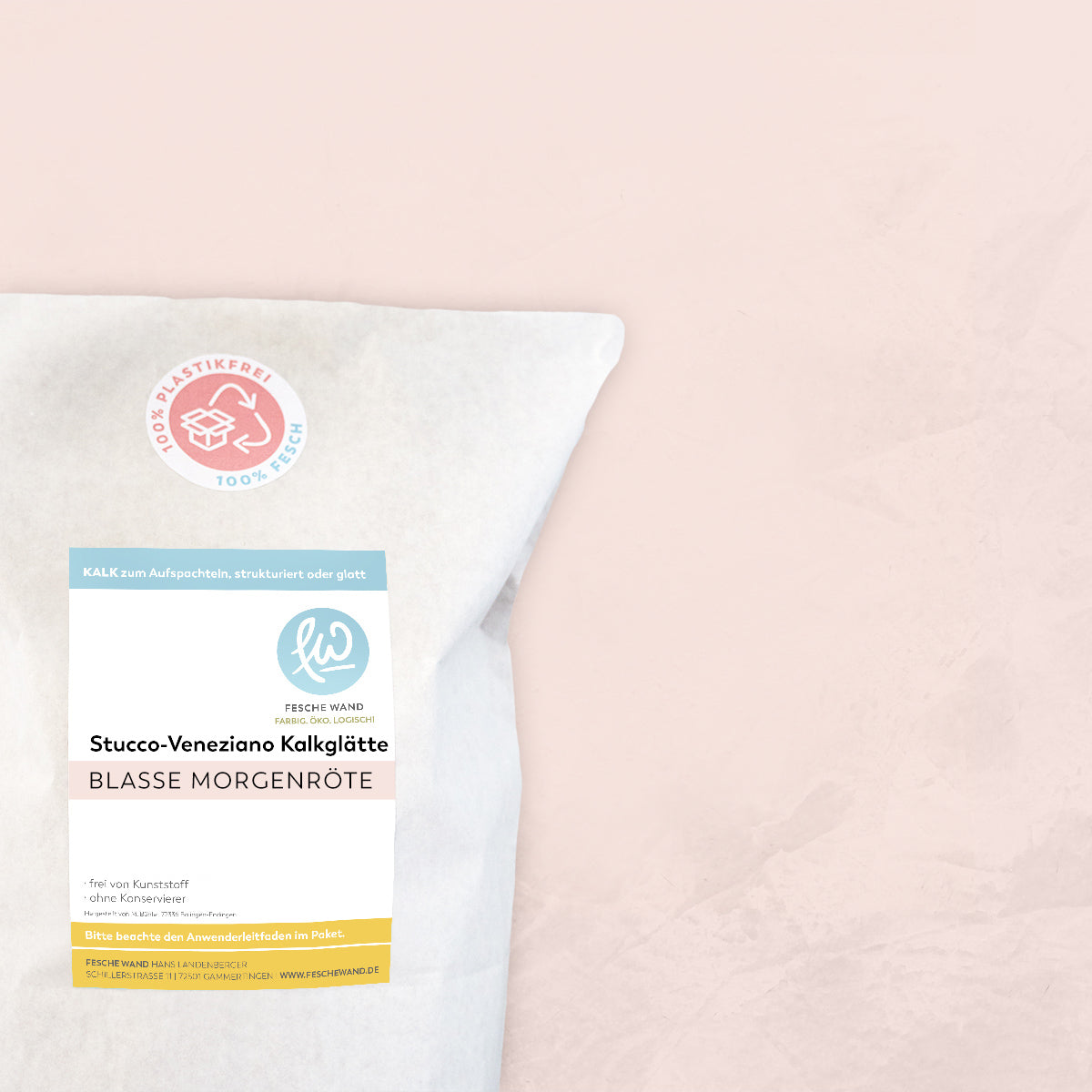 Stucco-Veneziano Kalkglätte - 0,8 KG in blasse Morgenröte (hell-rosa) von Fesche Wand - #farbe_blasse Morgenröte (hell-rosa)