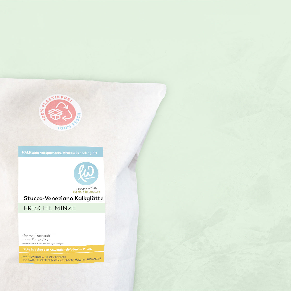 Stucco-Veneziano Kalkglätte - 0,8 KG in frische Minze (kühles grün) von Fesche Wand - #farbe_frische Minze (kühles grün)