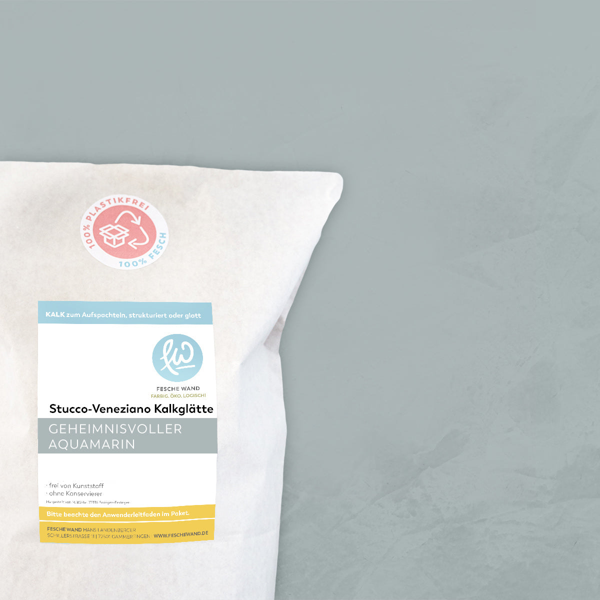 Stucco-Veneziano Kalkglätte - 0,8 KG in geheimnisvoller Aquamarin (gedämpftes blau) von Fesche Wand - #farbe_geheimnisvoller Aquamarin (gedämpftes blau)