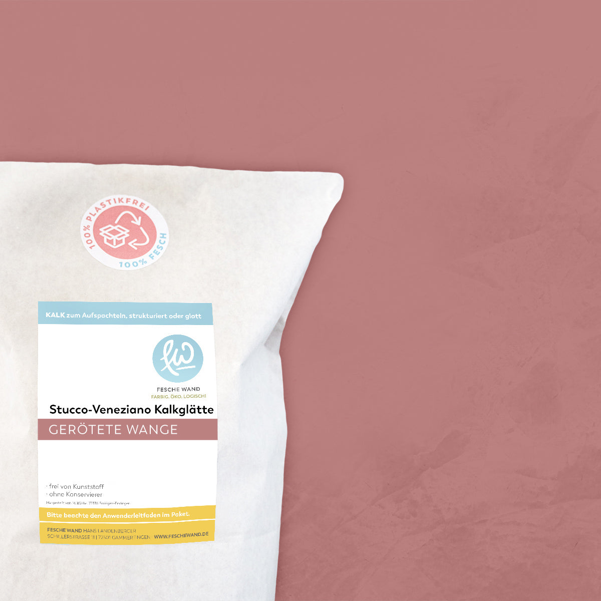 Stucco-Veneziano Kalkglätte - 0,8 KG in gerötete Wange (helles ockerrot) von Fesche Wand - #farbe_gerötete Wange (helles ockerrot)