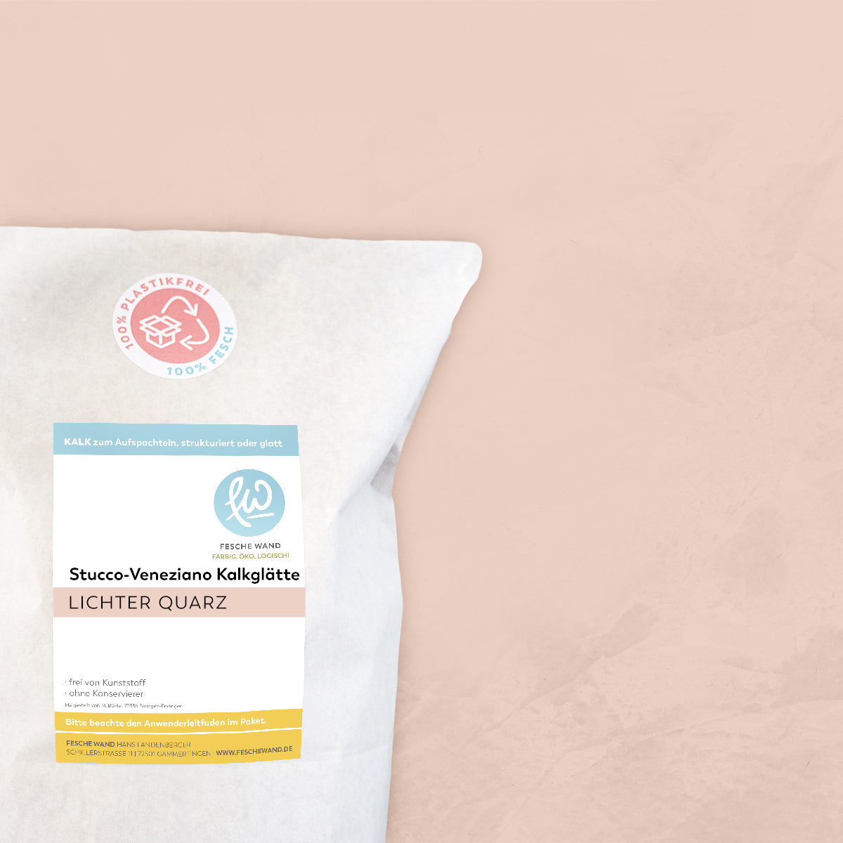 Stucco-Veneziano Kalkglätte - 0,8 KG in lichter Quarz (warmes rosé) von Fesche Wand - #farbe_lichter Quarz (warmes rosé)