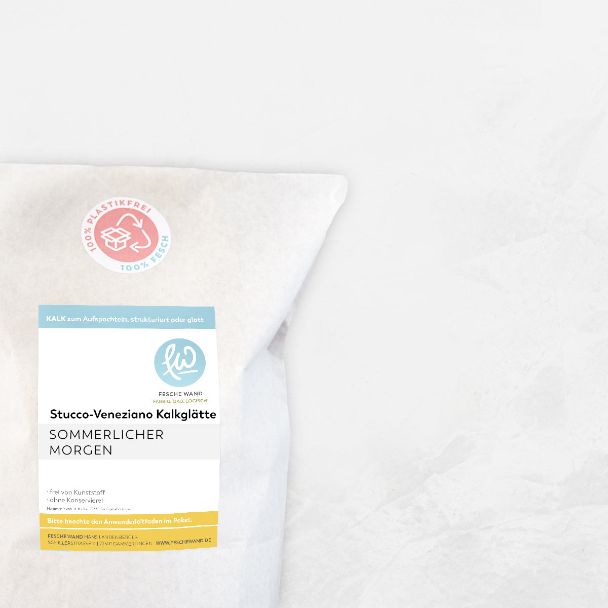 Stucco-Veneziano Kalkglätte - 0,8 KG in sommerlicher Morgen (zartes hellblau) von Fesche Wand - #farbe_sommerlicher Morgen (zartes hellblau)