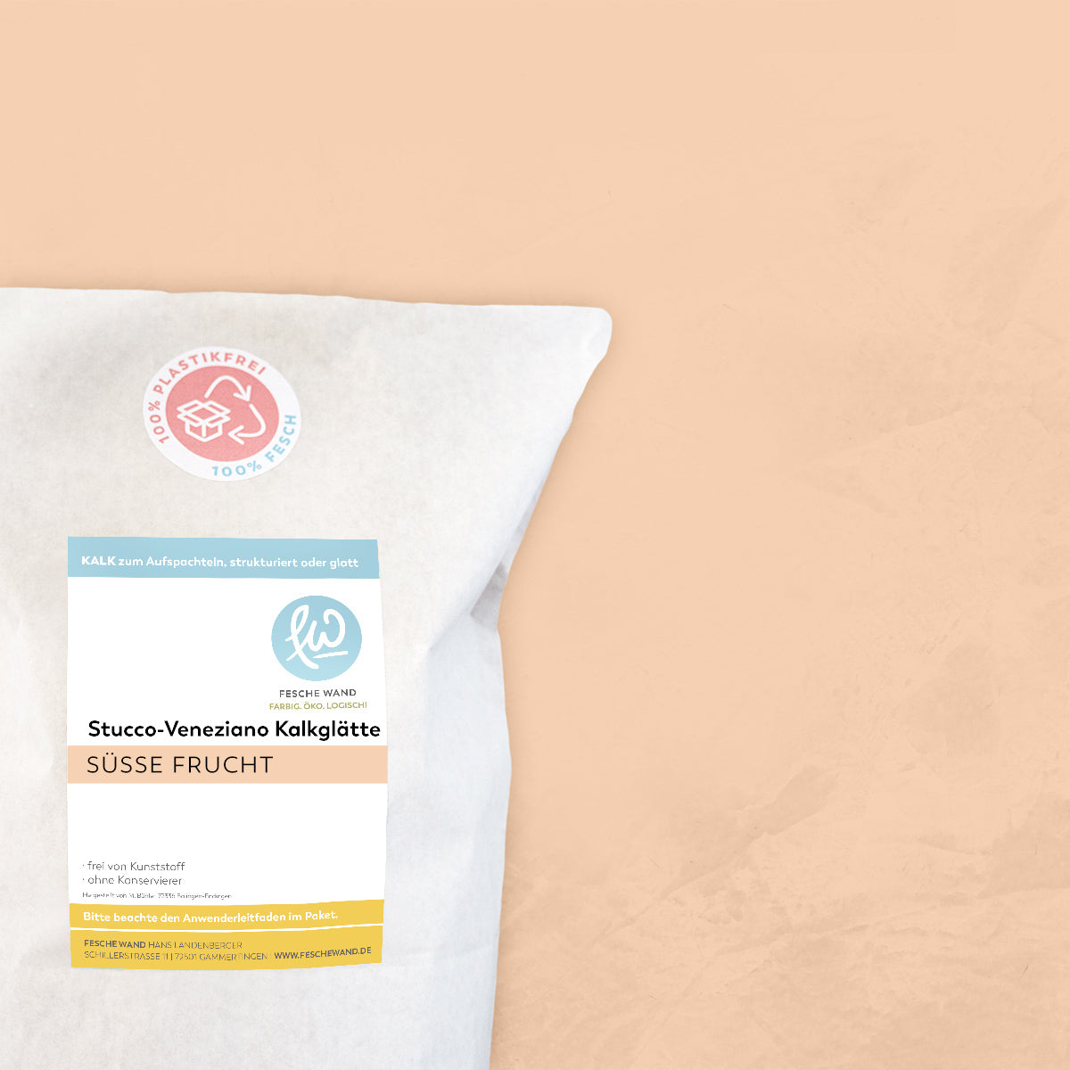 Stucco-Veneziano Kalkglätte - 0,8 KG in süsse Frucht (apricot) von Fesche Wand - #farbe_süsse Frucht (apricot)