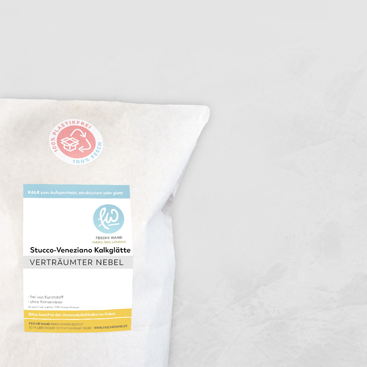 Stucco-Veneziano Kalkglätte - 0,8 KG in verträumter Nebel (kühles hellgrau) von Fesche Wand - #farbe_verträumter Nebel (kühles hellgrau)
