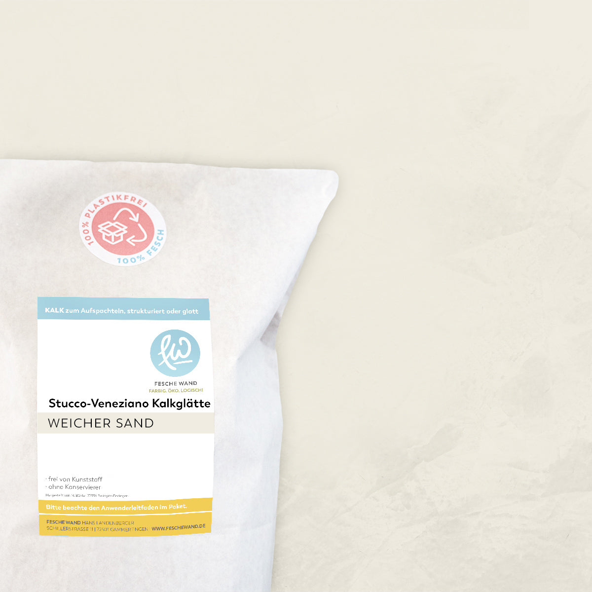 Stucco-Veneziano Kalkglätte - 0,8 KG in weicher Sand (beige) von Fesche Wand - #farbe_weicher Sand (beige)