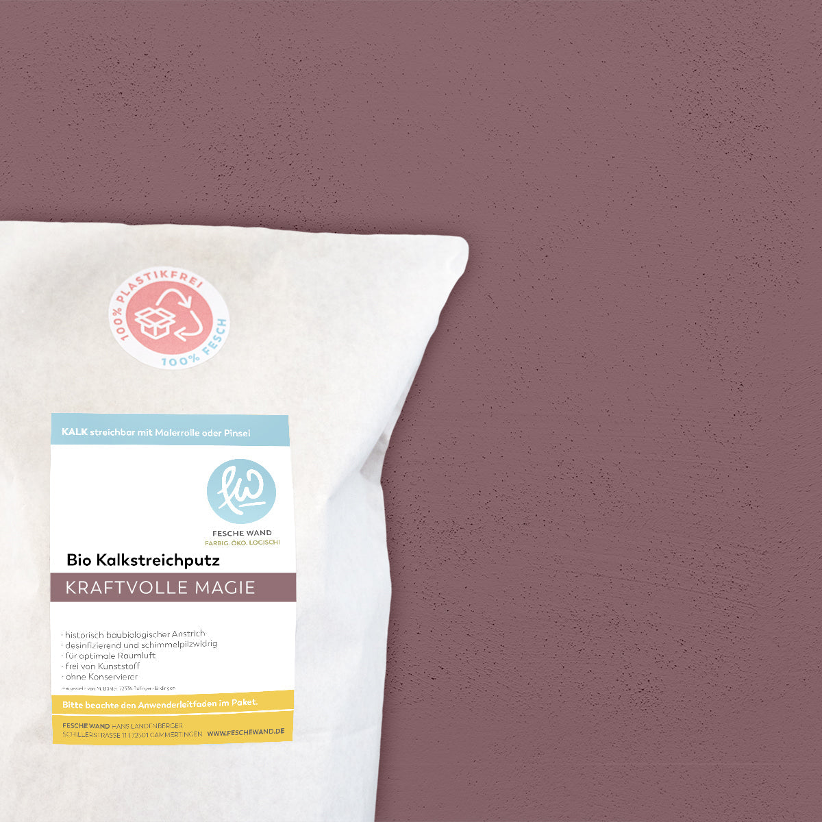 ökologischer Kalkstreichputz - 0,8 KG in kraftvolle Magie (violett) von Fesche Wand - #farbe_kraftvolle Magie (violett)